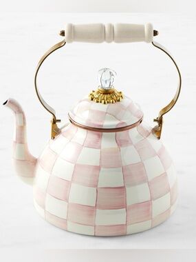 MacKenzie-Childs Rosy Check Tea Kettle 3 Qt